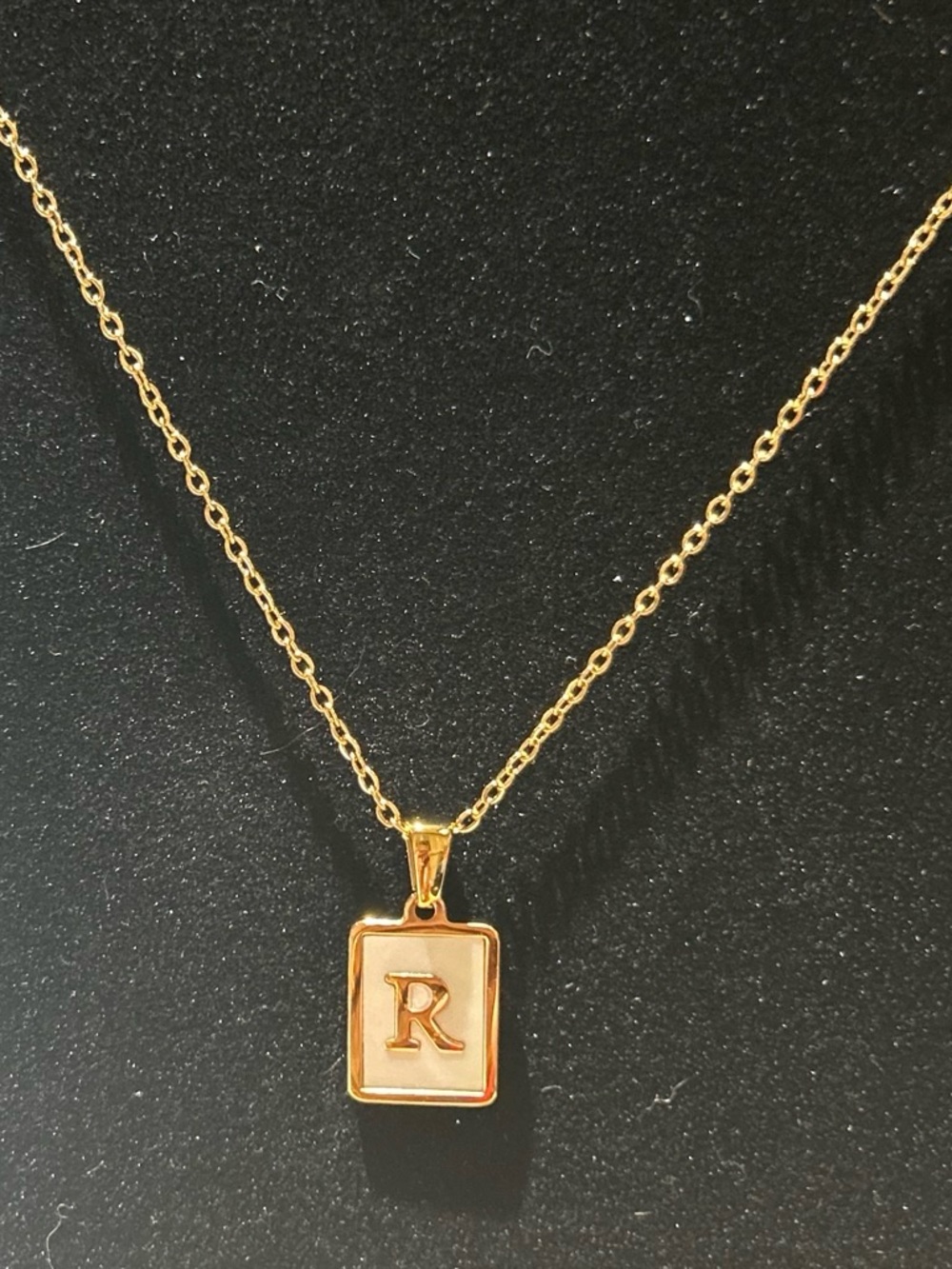 Gold color Initial 'R' Pendant Necklace - Women's Jewelry